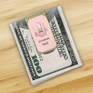 Squid Chef Cartoon Gold Finish Money Clip