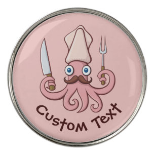Squid Chef Cartoon Golf Ball Marker