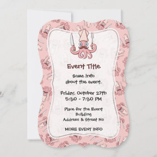 Squid Chef Cartoon Invitation