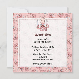 Squid Chef Cartoon Invitation