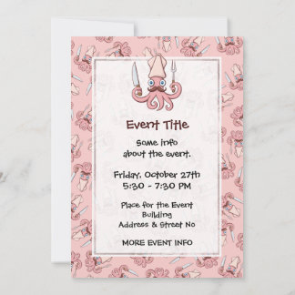 Squid Chef Cartoon Invitation