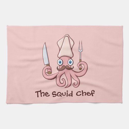 Squid Chef Cartoon Kitchen Towel