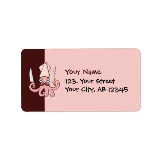 Squid Chef Cartoon Label