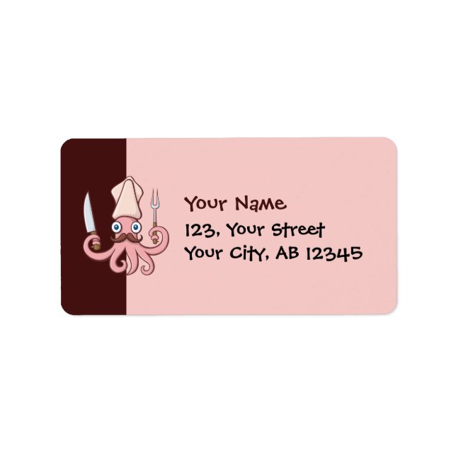 Squid Chef Cartoon Label (Front)