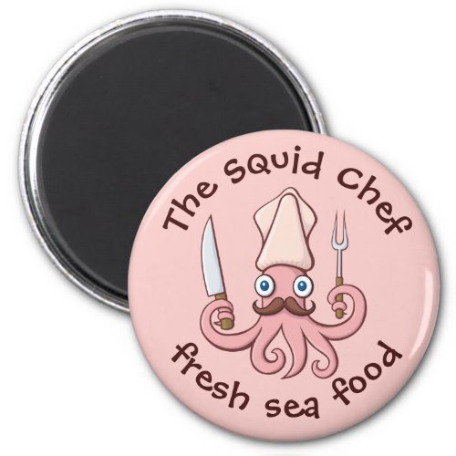 Squid Chef Cartoon Magnet