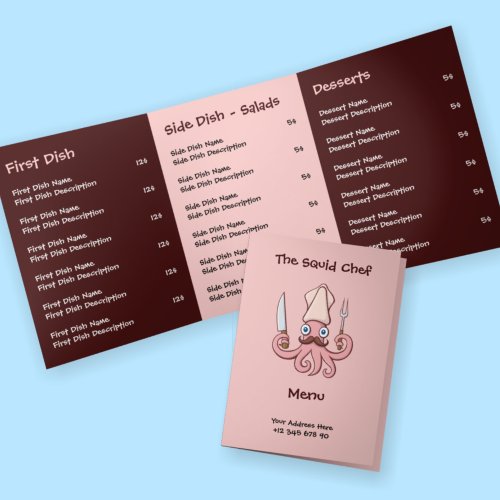 Squid Chef Cartoon Menu