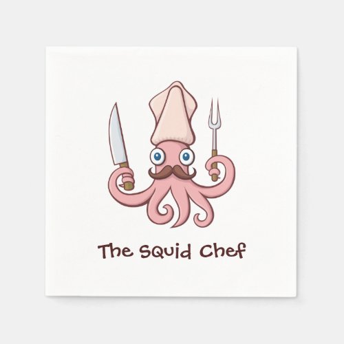 Squid Chef Cartoon Napkins