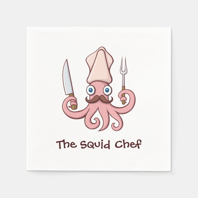Squid Chef Cartoon Napkins (Front)