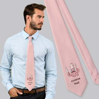 Squid Chef Cartoon Neck Tie