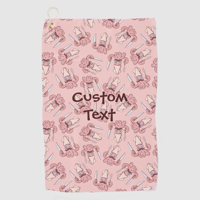 Squid Chef Cartoon Pattern Golf Towel (Front)