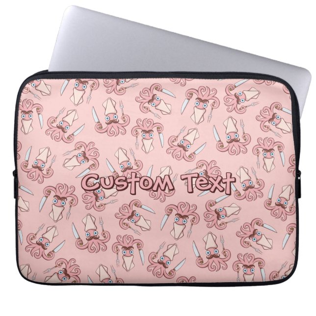 Squid Chef Cartoon Pattern Laptop Sleeve (Front)