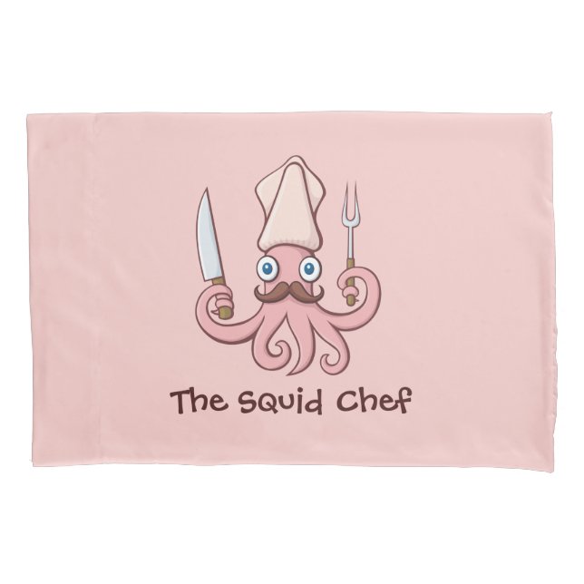 Squid Chef Cartoon Pillow Case (Front)