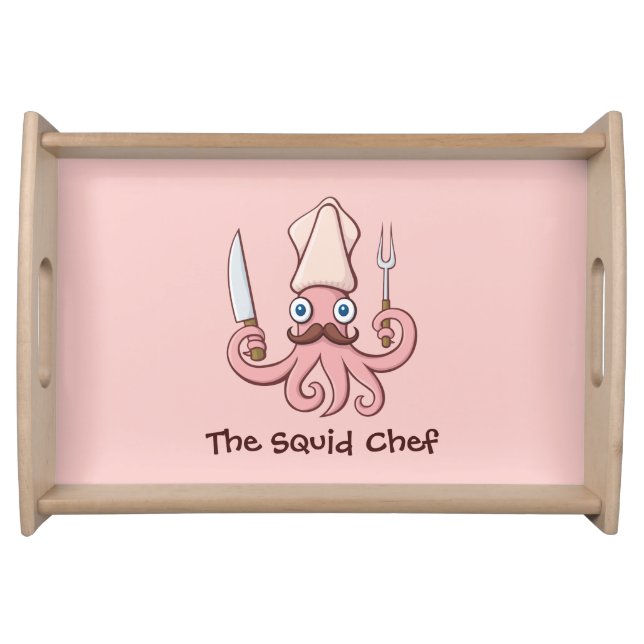 Squid Chef Cartoon Serving Tray (Front)