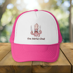 Squid Chef Cartoon Trucker Hat