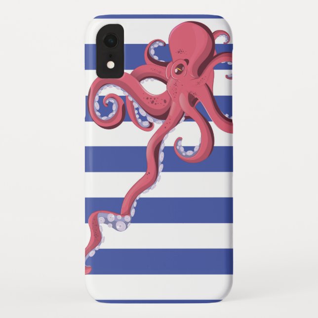 Squid diving underwater featuring stripes. Case-Mate iPhone case (Back)