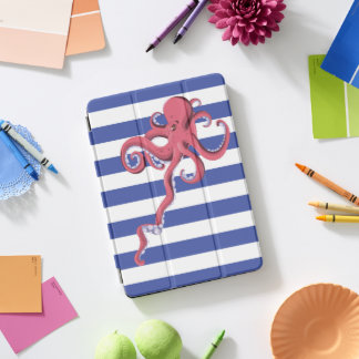 Squid diving underwater featuring stripes. iPad pro cover