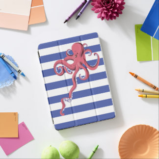 Squid diving underwater featuring stripes. iPad pro cover
