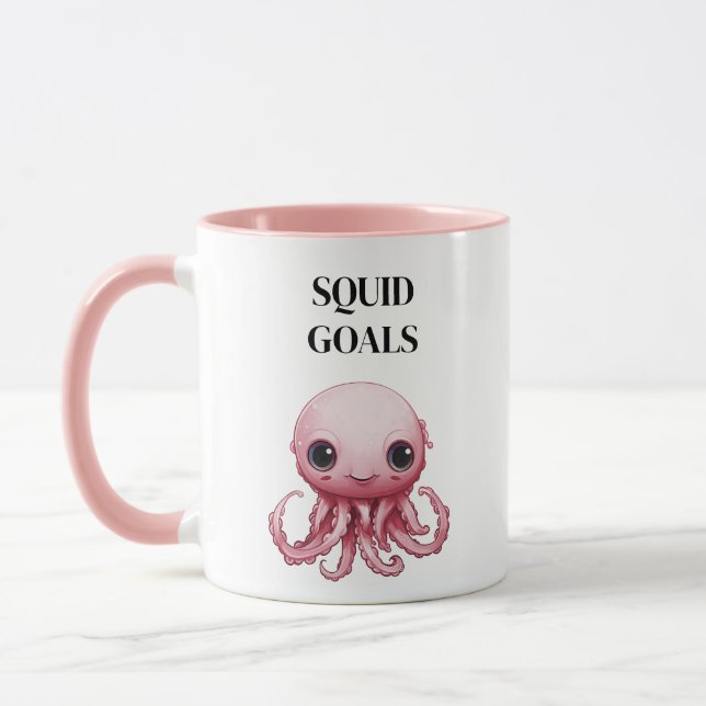Squid Goals Blush Pink Cute Mug (Left)