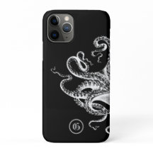 Squid on Black with Monogram