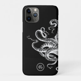 Squid on Black with Monogram iPhone 11 Pro Case