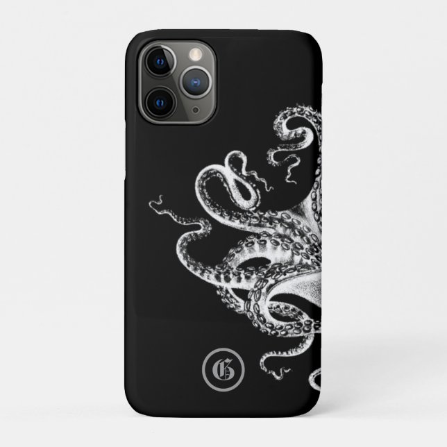 Squid on Black with Monogram Case-Mate iPhone Case (Back)