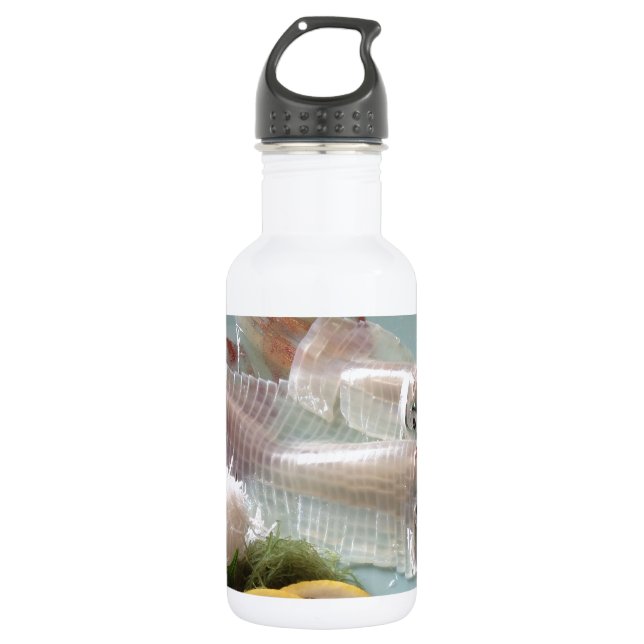 Squid Sashimi Japanese Meal Serving Lunch Dinner Water Bottle (Front)