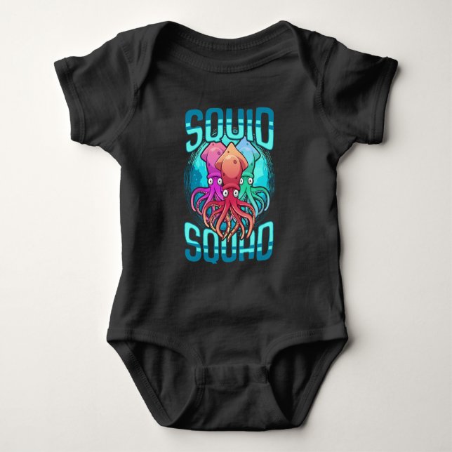 Squid Squad Sea Animal Ocean Lover Octopus Friends Baby Bodysuit (Front)