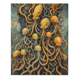 Squid Totem Faux Canvas Print