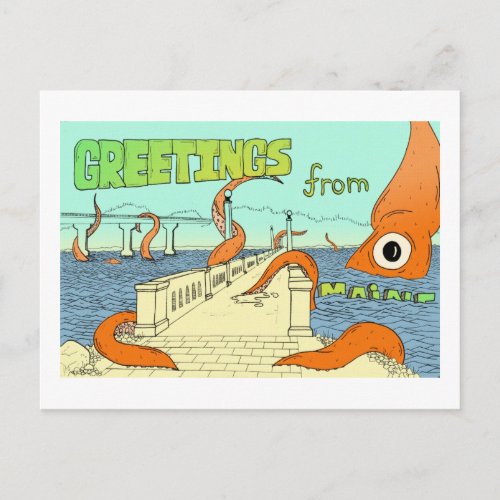 Squid vs Belfast ME Postcard