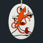 Squid Winter Holiday Ceramic Ornament<br><div class="desc">It's December and this Squid is ready to celebrate! But how? So much to do, and so many festivals to choose from! Luckily, having more hands than humans, it can juggle presents, snowballs, Kwanzaa candles, Christmas tree decorations, mistletoes, a Hanukkah menorah - and even start dressing up as Santa Claus!...</div>