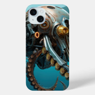 Squid with steampunk armor iPhone 15 plus case