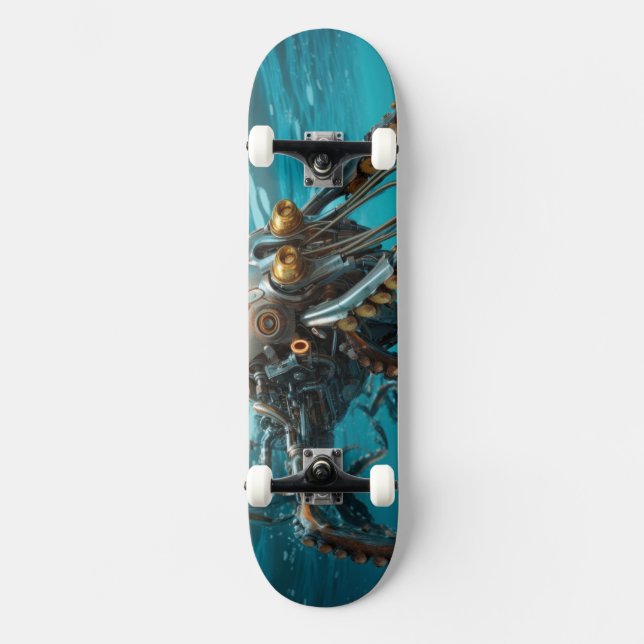 Squid with steampunk armor skateboard (Front)