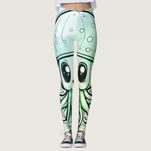 Squidly Charm Cute Squid Design Leggings