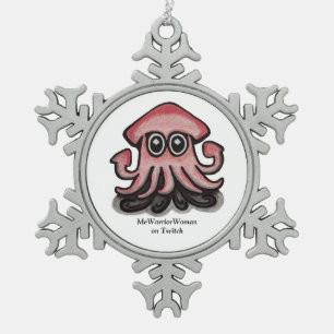 Squido squid, MeWarriorWoman on Twitch  Snowflake Pewter Christmas Ornament