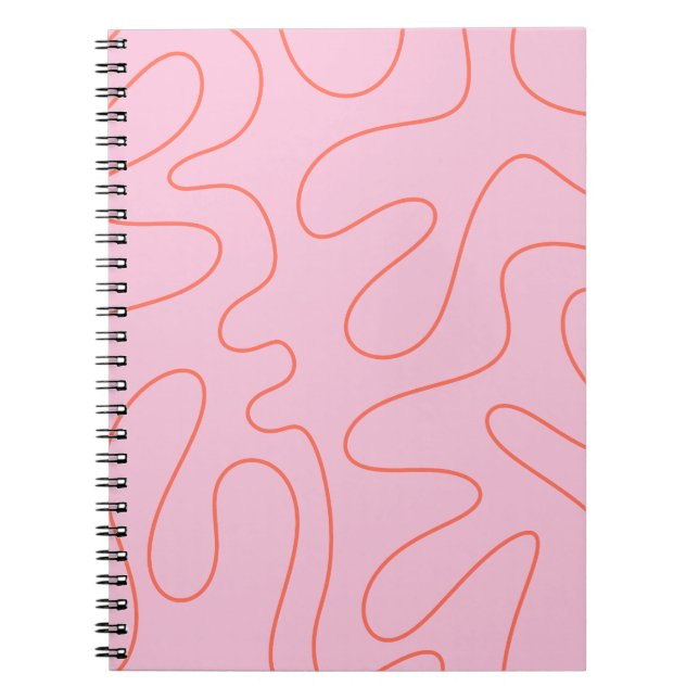 Squiggle Abstract Pattern Pink and Orange Notebook (Front)