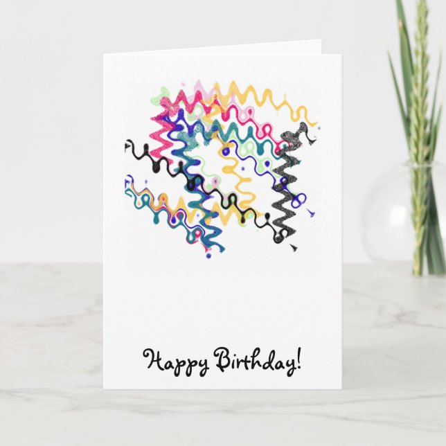 Squiggle Zigzags Happy Birthday Card (Front)