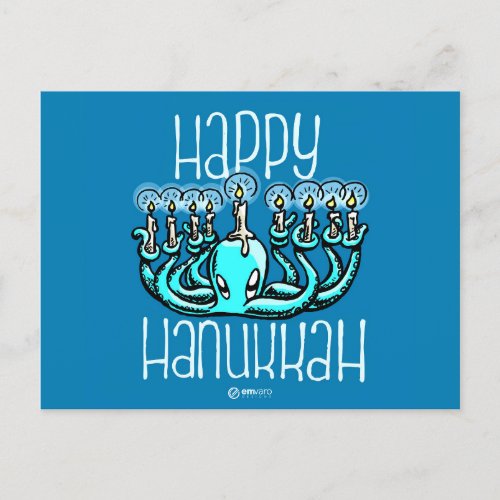 Squiggles Happy Hannukah Octopus Holiday Postcard
