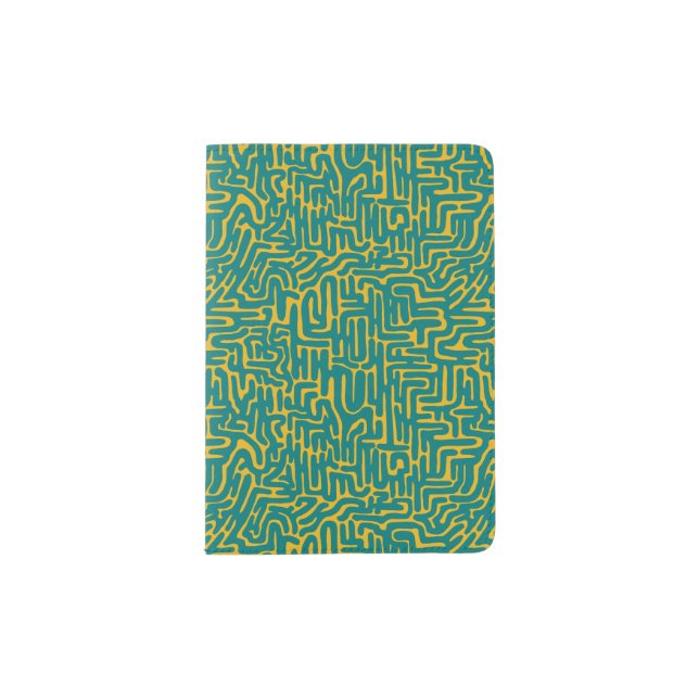 Squiggly Doodle in blue on yellow Passport Holder (Front)