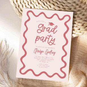 Squiggly Line Blush Pink Graduation Party Invitation