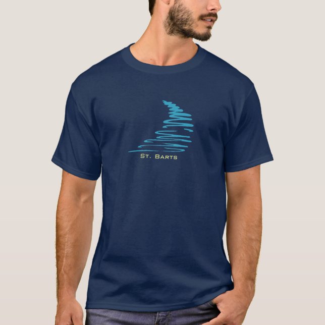 Squiggly Lines_Aqua Glow_St. Barts T-Shirt (Front)