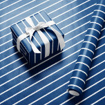 Squiggly lines cute simple blue white holiday wrapping paper<br><div class="desc">This cute wrapping paper features fun white squiggly lines on a classic navy blue background. This simple gift wrap is great on its on but also coordinates with a variety of holiday themes. This is also a great wrapping paper for Hanukkah, birthday parties, father's day and more. Find more colors...</div>