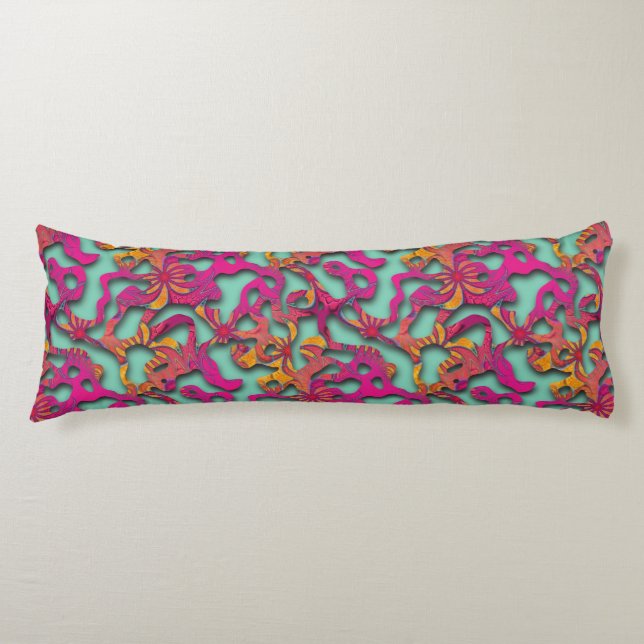 Squiggly Loops seamless pattern 14 + your backgr. Body Pillow (Front)