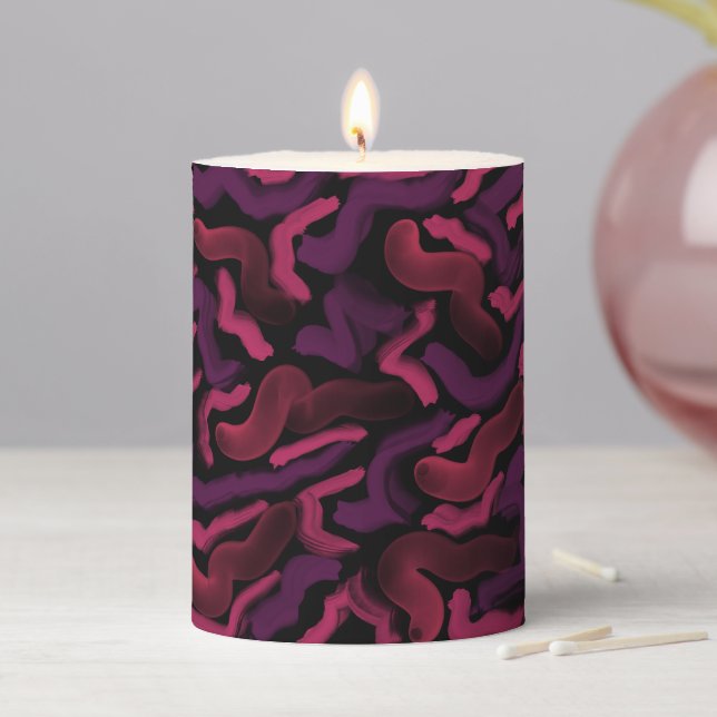 Squiggly Pinkies Abstract Pat Pillar Candle (In Situ)