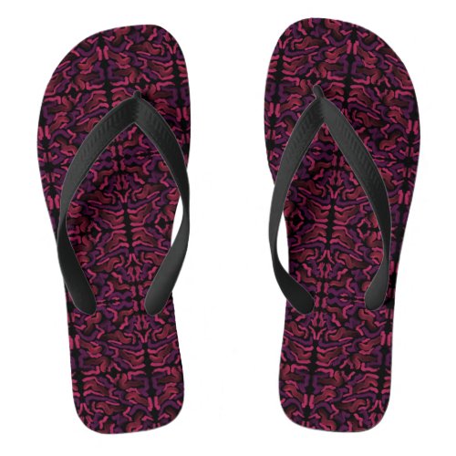 Squiggly Pinkies Abstract Pattern Design  Flip Flops