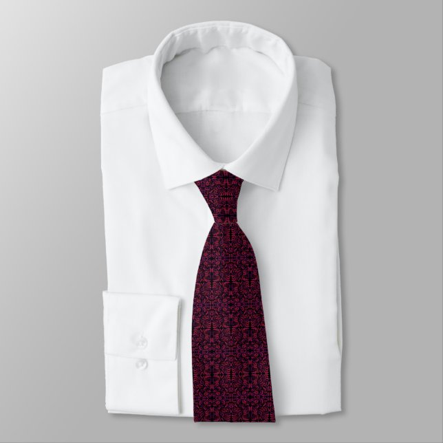 Squiggly Pinkies Abstract Pattern Design  Neck Tie (Tied)