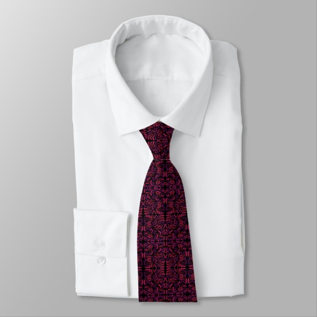 Squiggly Pinkies Abstract Pattern Design  Neck Tie (Tied)