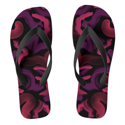 Squiggly Pinkies Abstract Pattern  Flip Flops