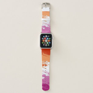 Squiggly Trippy Abstract Lesbian Pride Flag Apple Watch Band