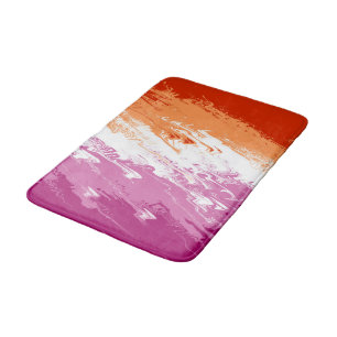 Squiggly Trippy Abstract Lesbian Pride Flag Bath Mat