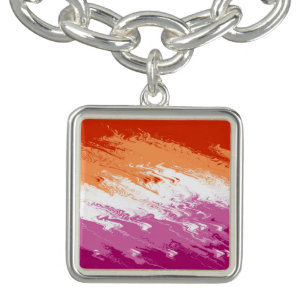 Squiggly Trippy Abstract Lesbian Pride Flag Bracelet